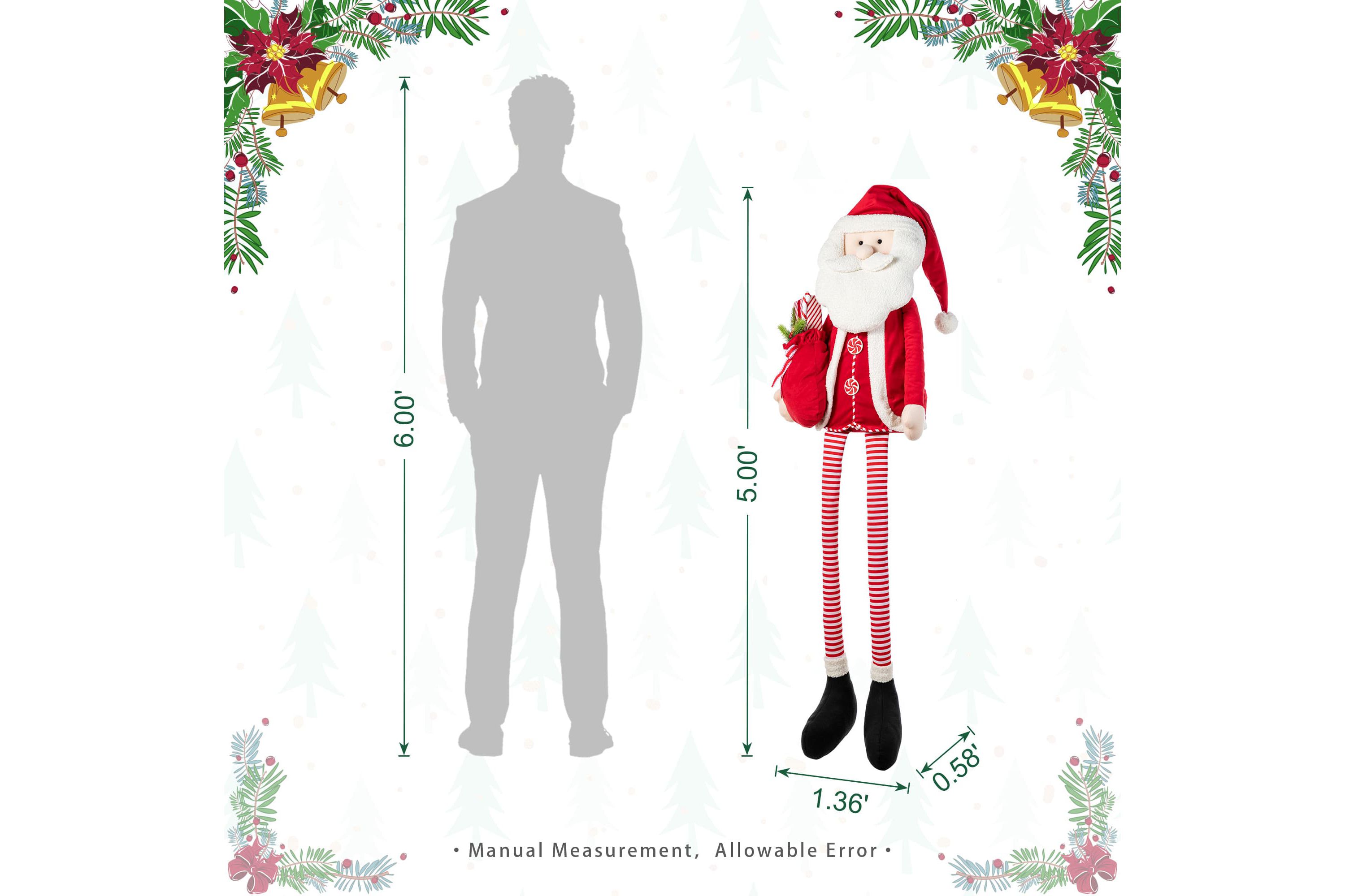 60"H Christmas Oversized Fabric Santa With Dangle Legs