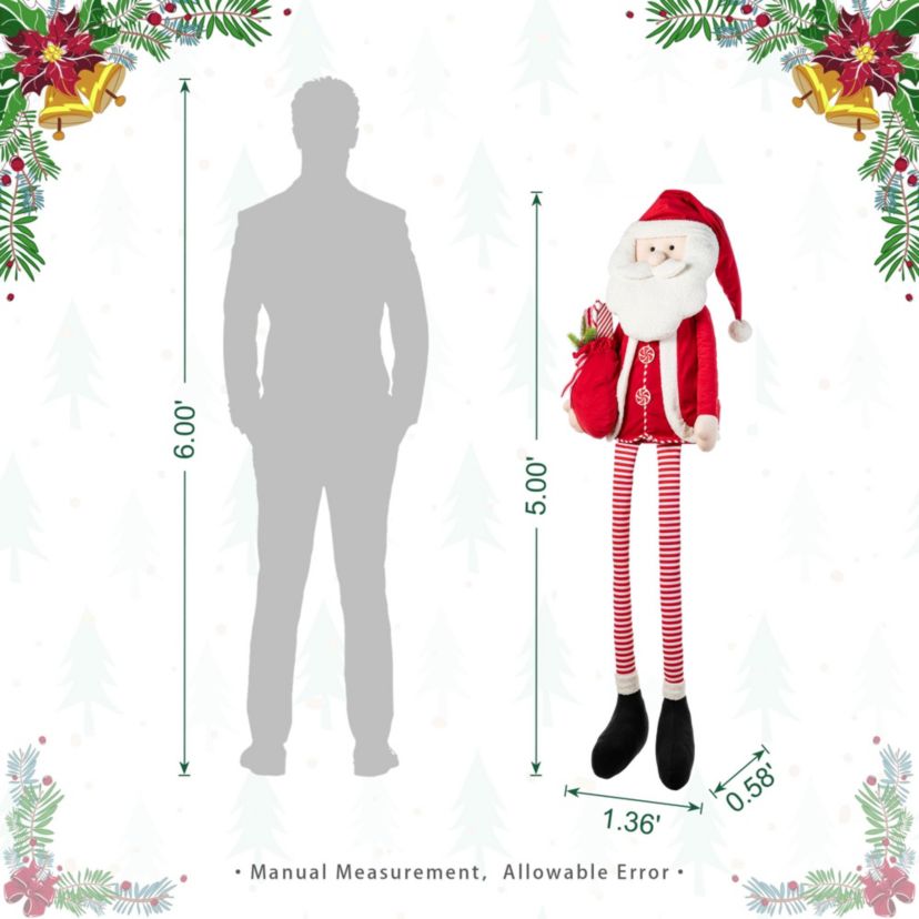 60"H Christmas Oversized Fabric Santa With Dangle Legs
