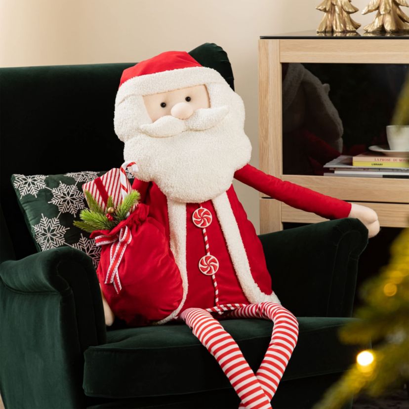 60"H Christmas Oversized Fabric Santa With Dangle Legs