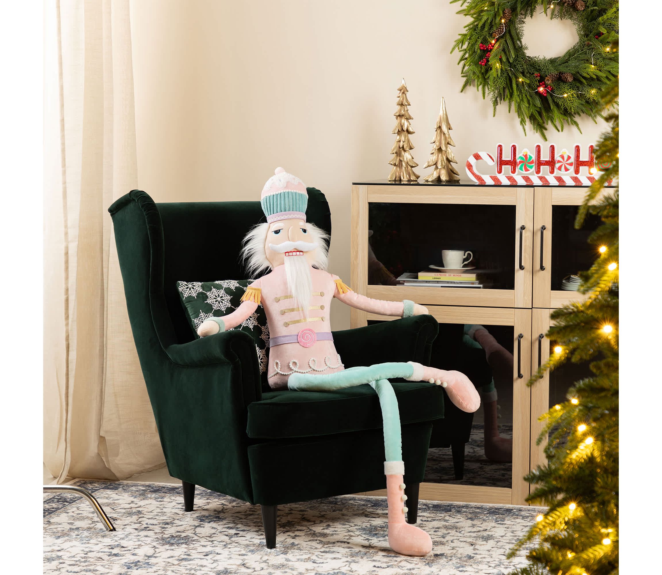 60"H Christmas Oversized Fabric Nutcracker With Dangle Legs