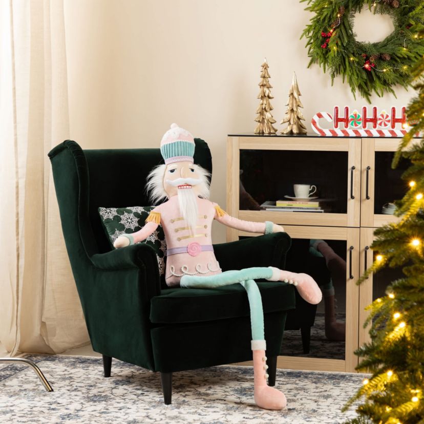 60"H Christmas Oversized Fabric Nutcracker With Dangle Legs