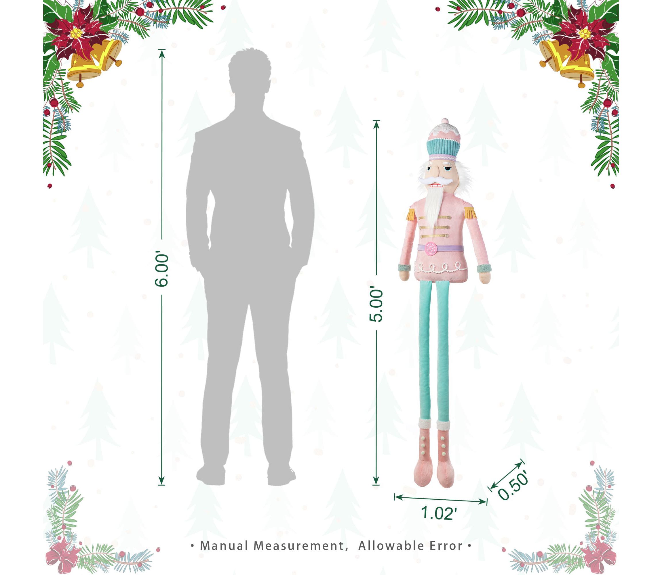 60"H Christmas Oversized Fabric Nutcracker With Dangle Legs