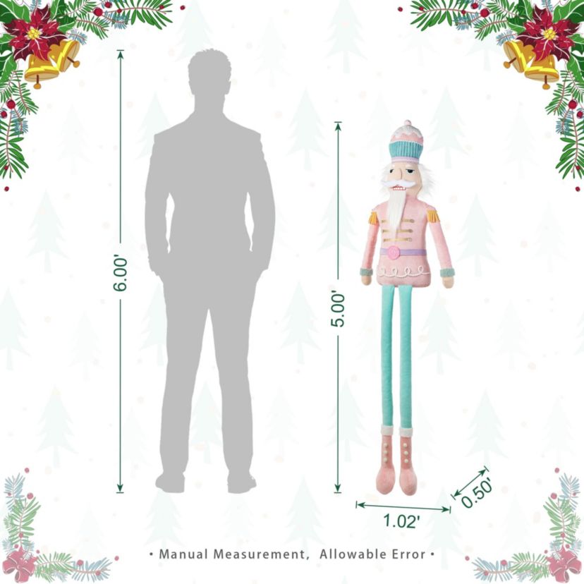 60"H Christmas Oversized Fabric Nutcracker With Dangle Legs