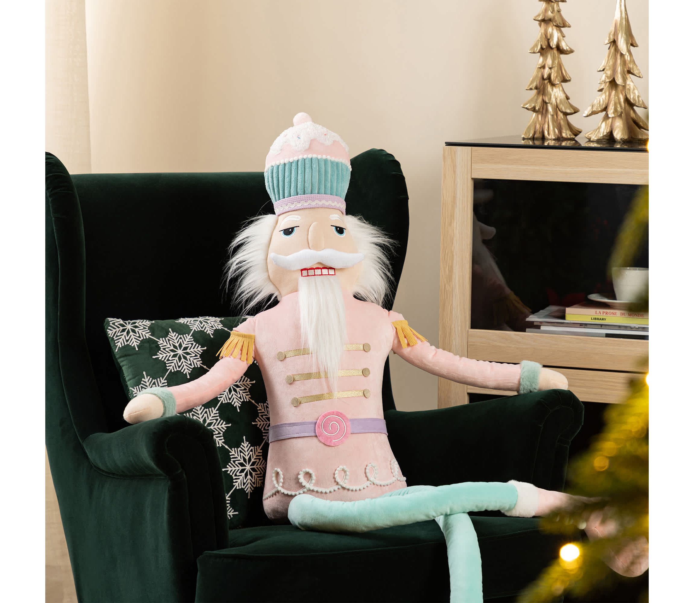 60"H Christmas Oversized Fabric Nutcracker With Dangle Legs