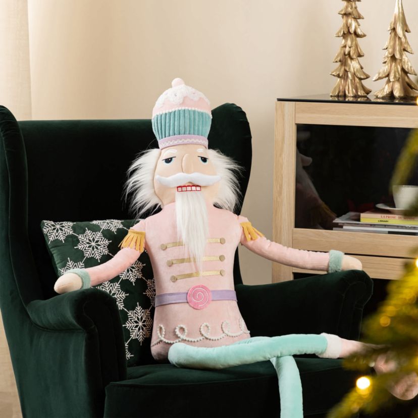 60"H Christmas Oversized Fabric Nutcracker With Dangle Legs