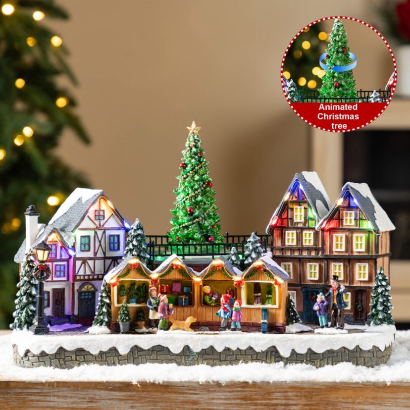 15.25"L Christmas Oversized Resin Lighted Table Village Decor