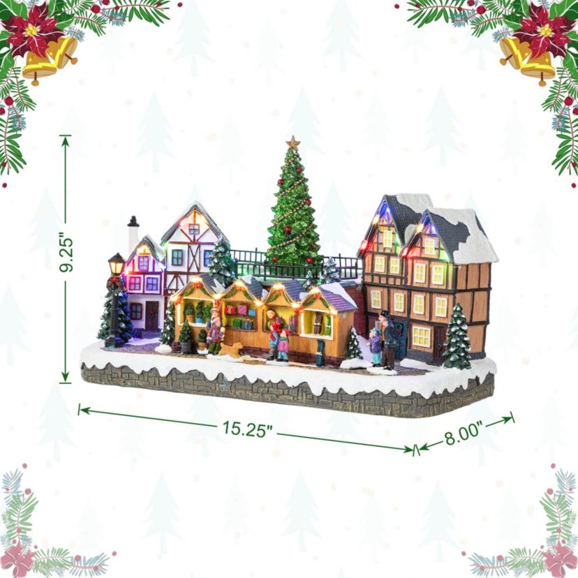 15.25"L Christmas Oversized Resin Lighted Table Village Decor