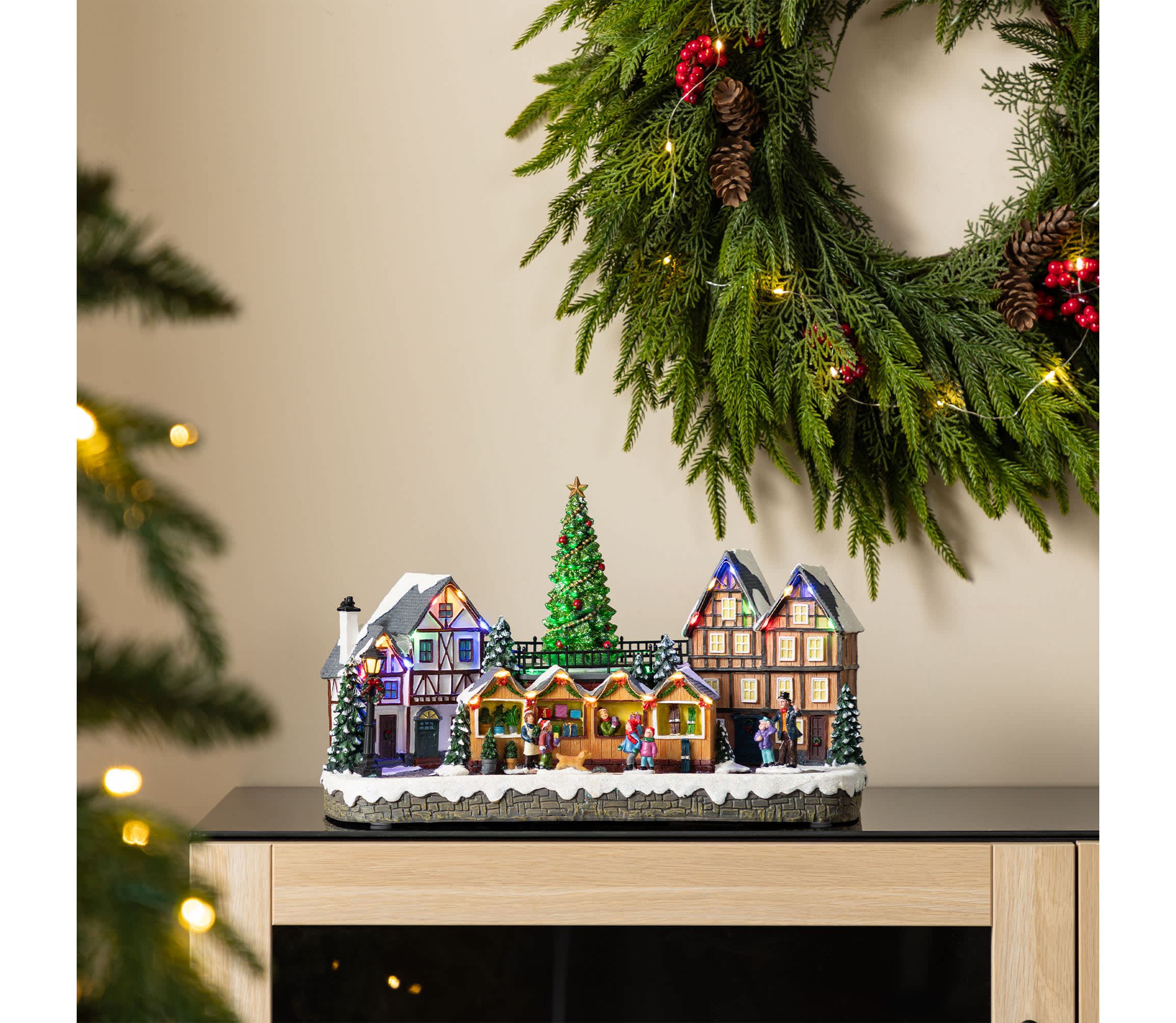 15.25"L Christmas Oversized Resin Lighted Table Village Decor