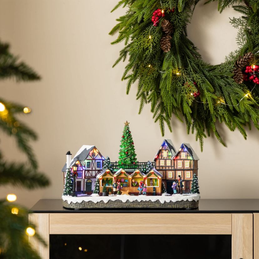 15.25"L Christmas Oversized Resin Lighted Table Village Decor