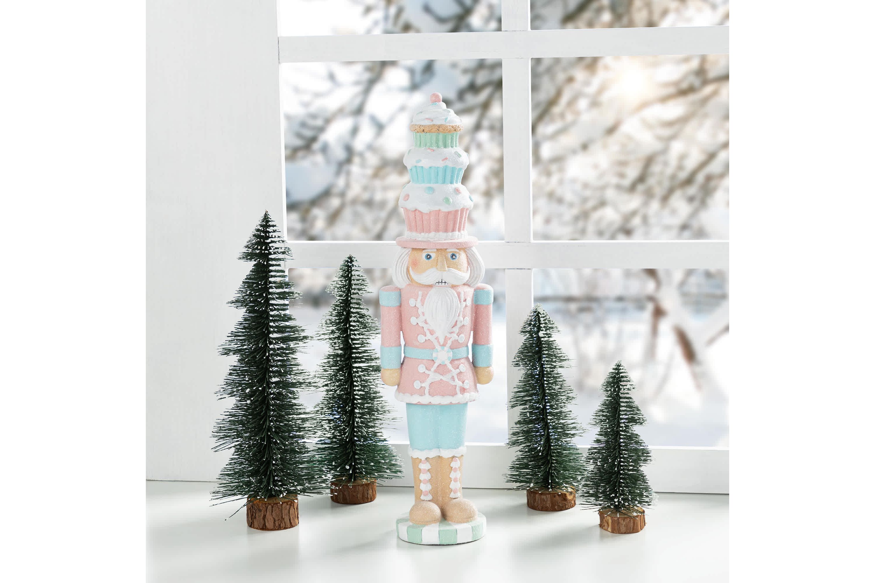 18.25"H Resin Christmas Cupcake Nutcracker Table Decor