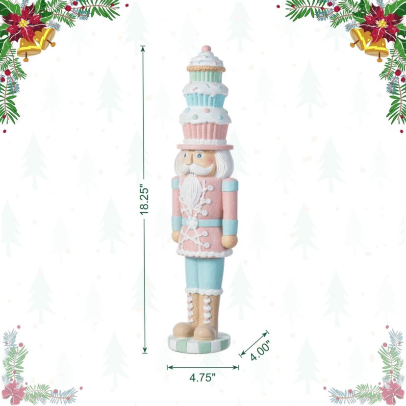 18.25"H Resin Christmas Cupcake Nutcracker Table Decor