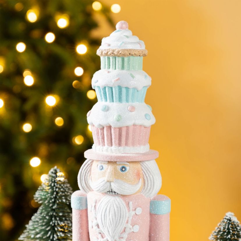 18.25"H Resin Christmas Cupcake Nutcracker Table Decor