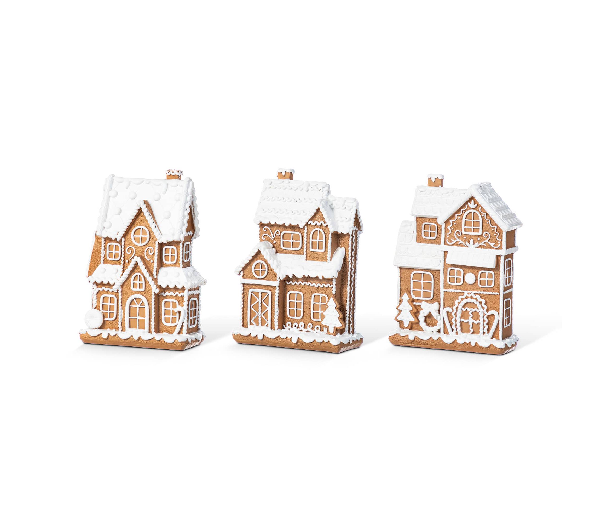5.50"H S/3 Christmas Resin Gingerbread House Table Decor