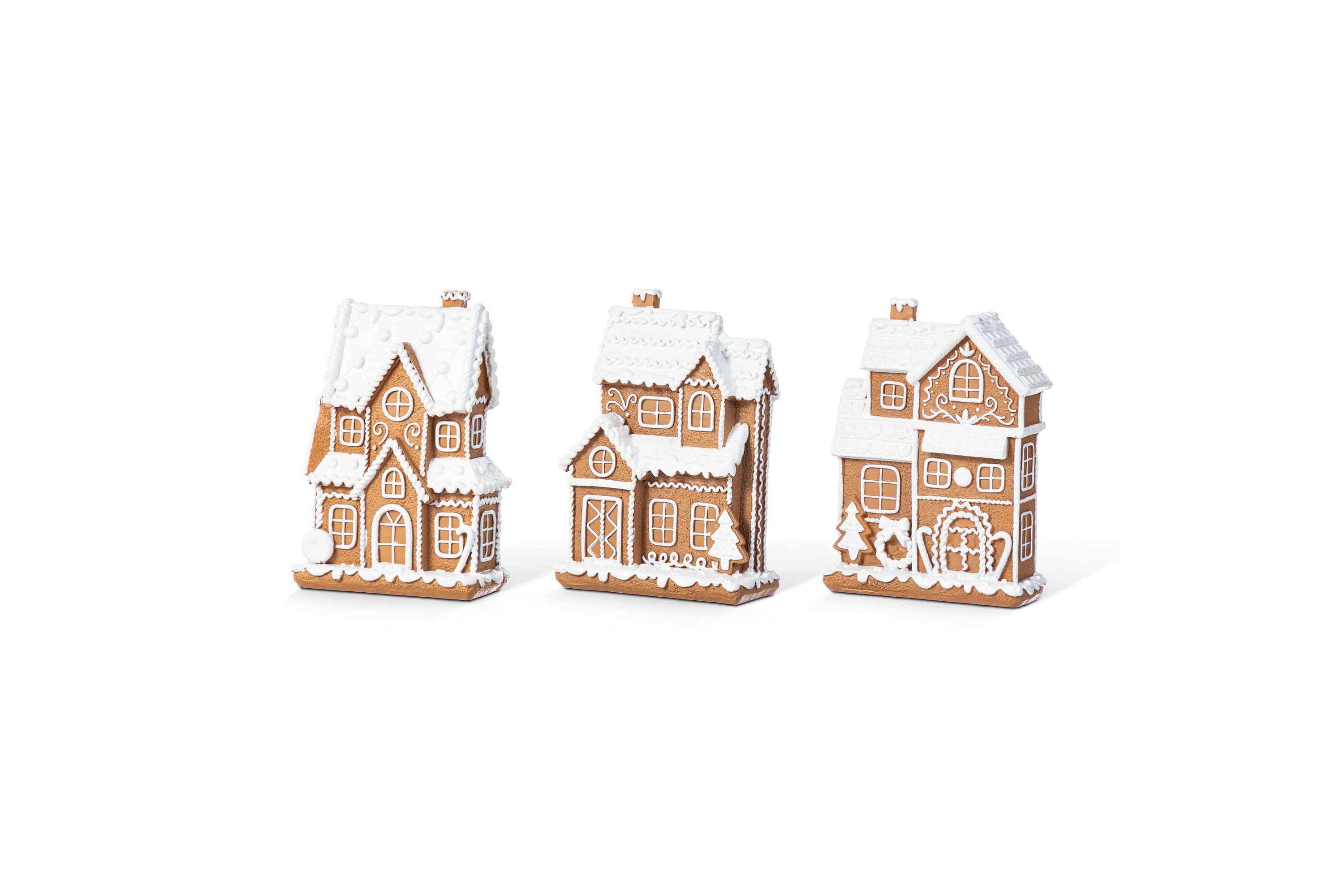 5.50"H S/3 Christmas Resin Gingerbread House Table Decor