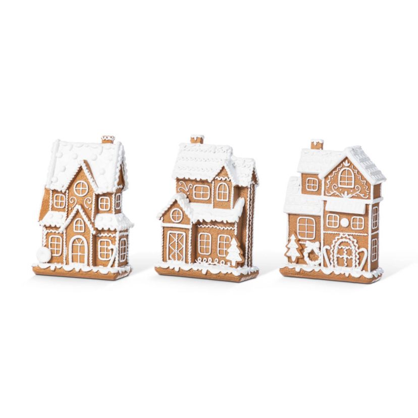 5.50"H S/3 Christmas Resin Gingerbread House Table Decor