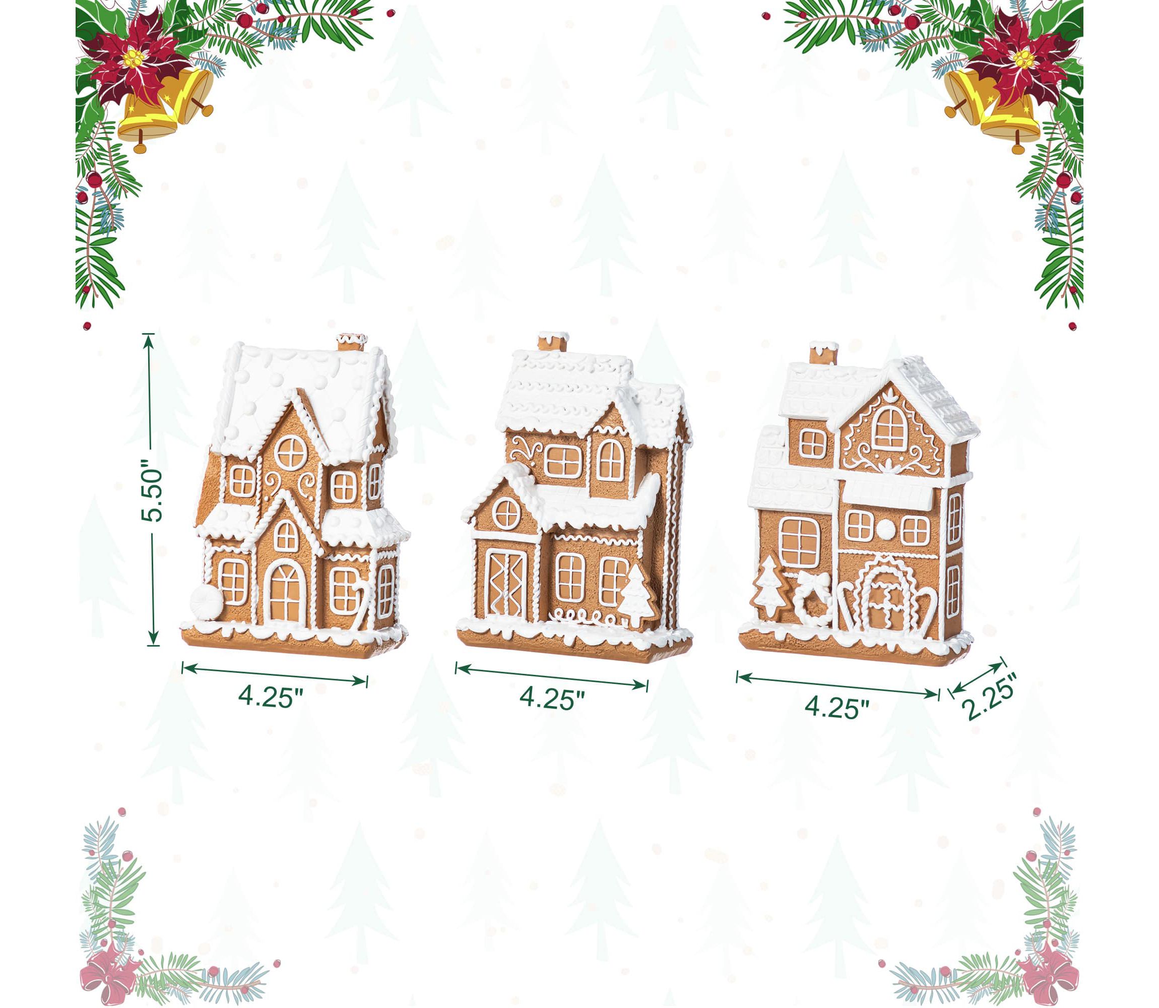 5.50"H S/3 Christmas Resin Gingerbread House Table Decor
