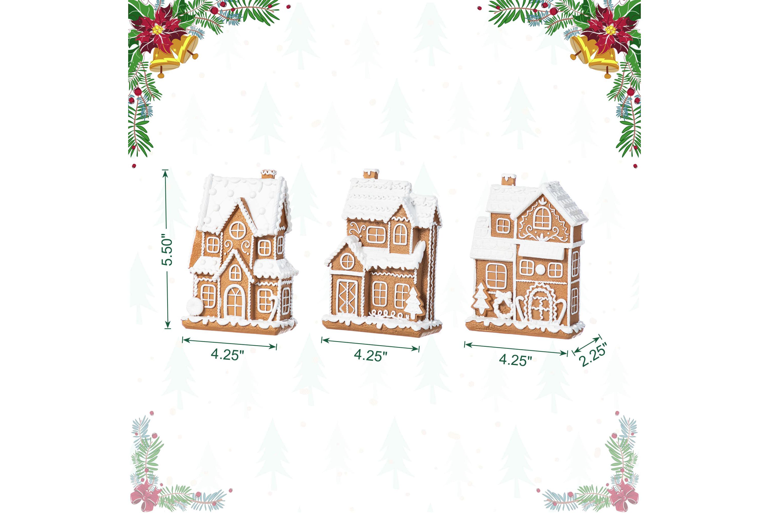 5.50"H S/3 Christmas Resin Gingerbread House Table Decor