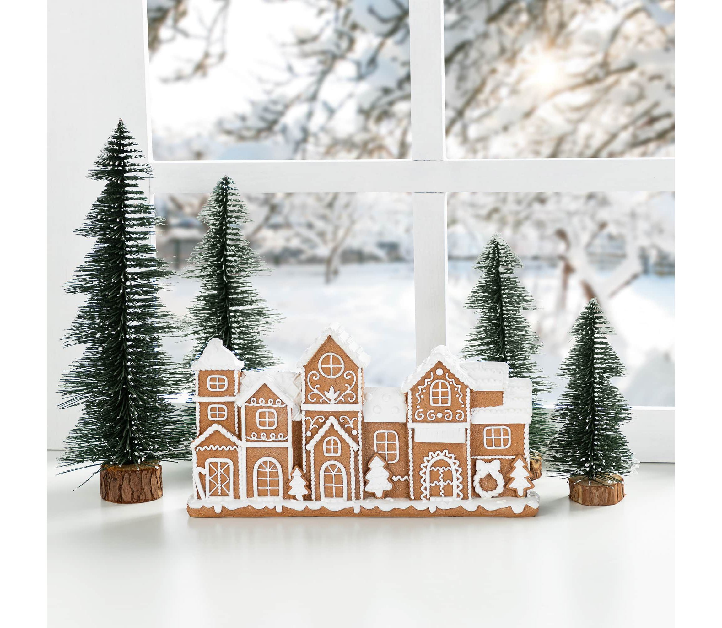 12.00"L Christmas Resin Gingerbread Townhouse Table Decor