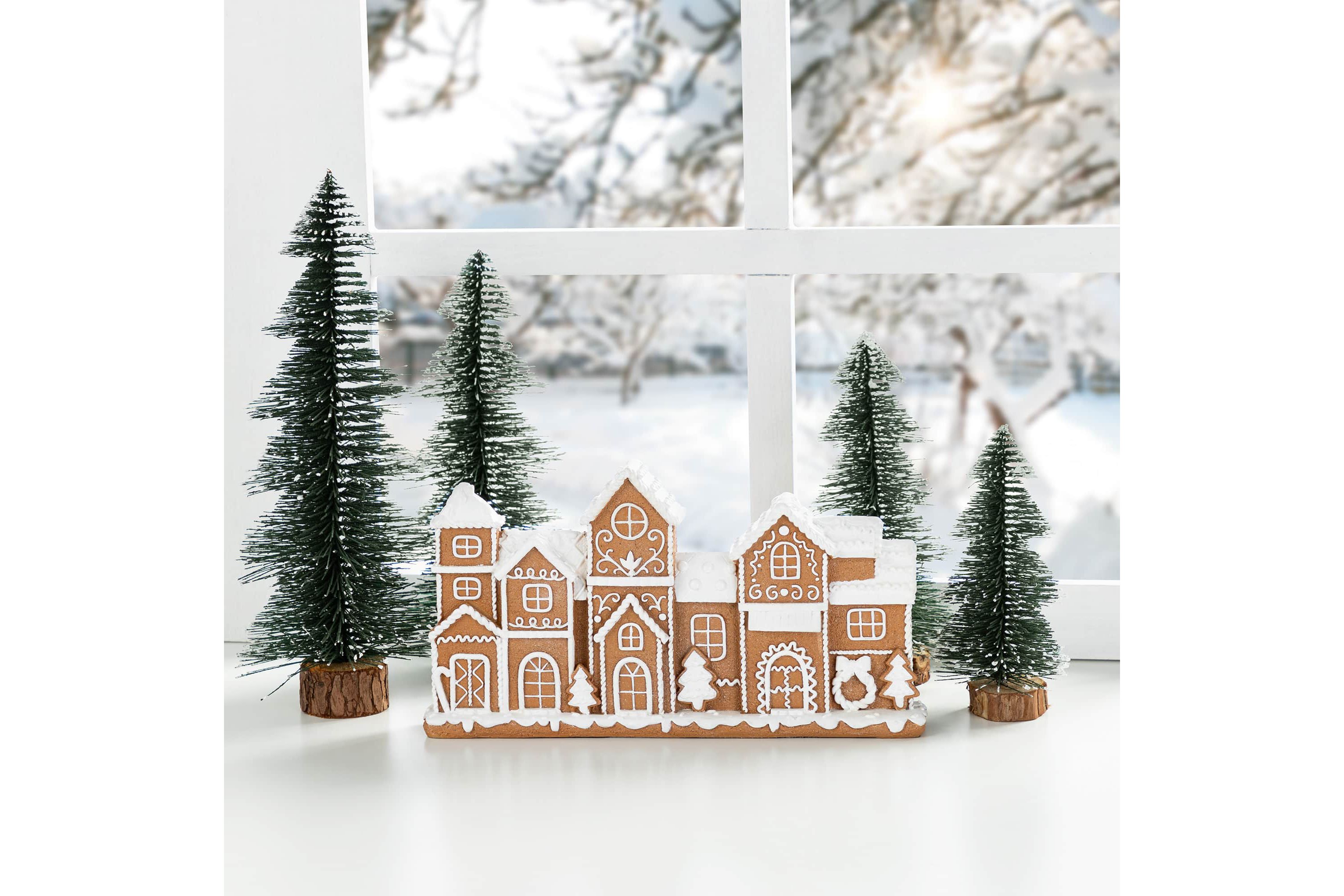 12.00"L Christmas Resin Gingerbread Townhouse Table Decor