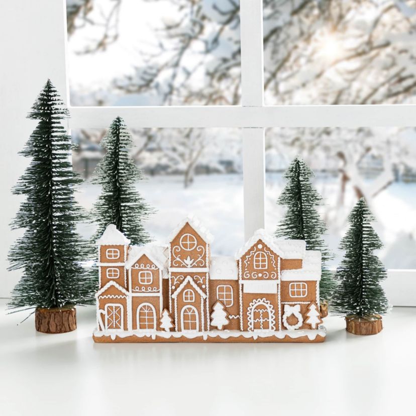 12.00"L Christmas Resin Gingerbread Townhouse Table Decor