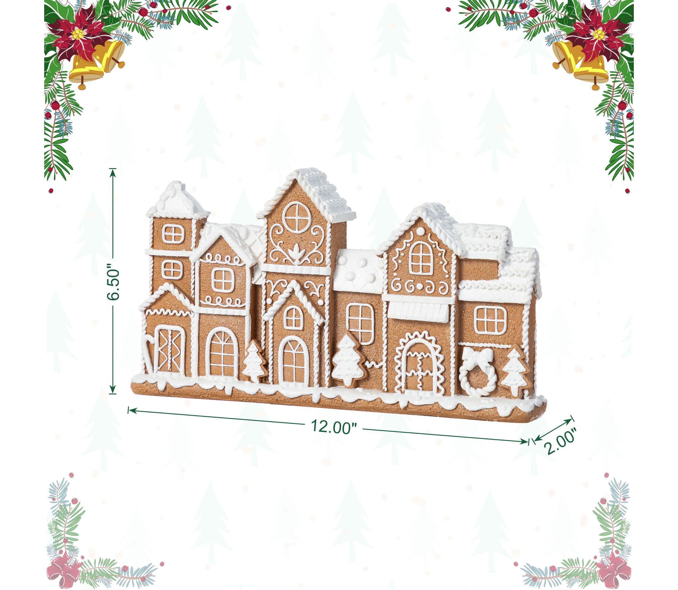 12.00"L Christmas Resin Gingerbread Townhouse Table Decor