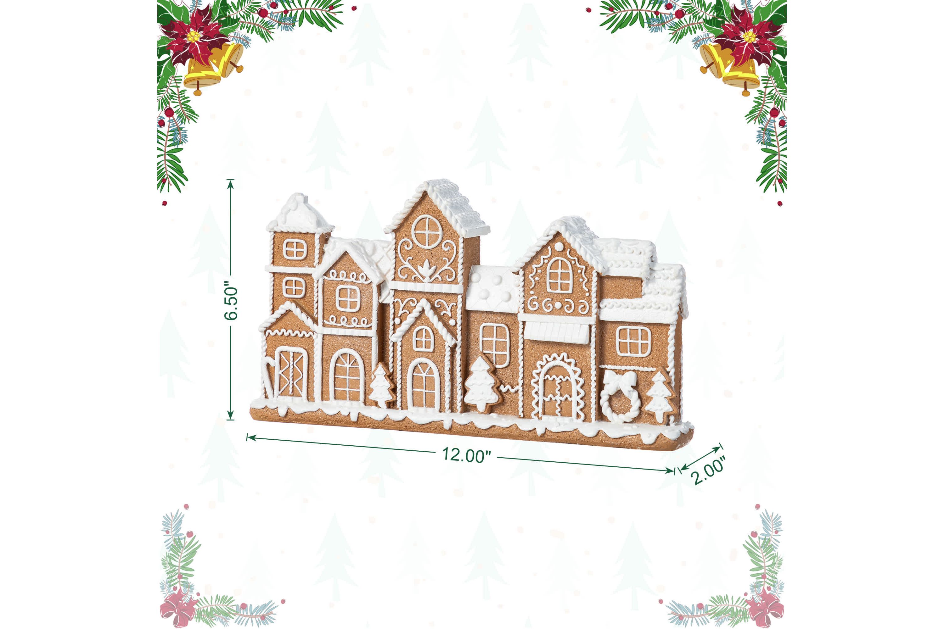12.00"L Christmas Resin Gingerbread Townhouse Table Decor
