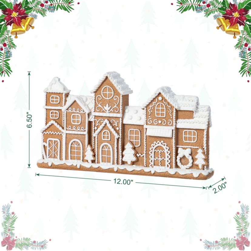 12.00"L Christmas Resin Gingerbread Townhouse Table Decor