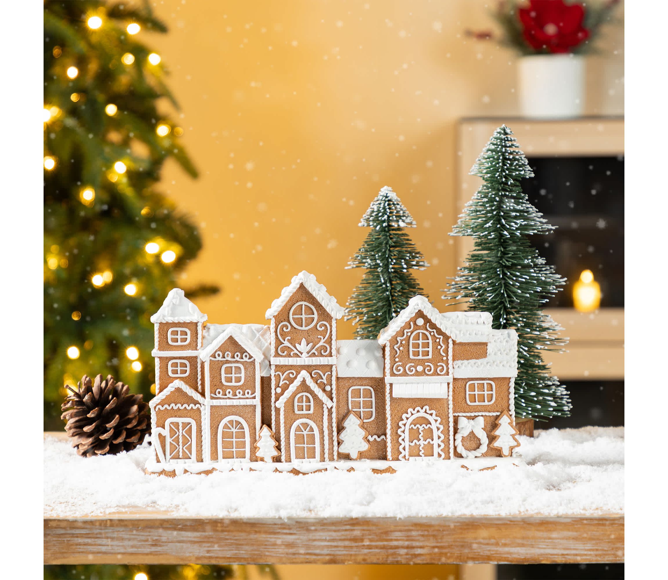 12.00"L Christmas Resin Gingerbread Townhouse Table Decor