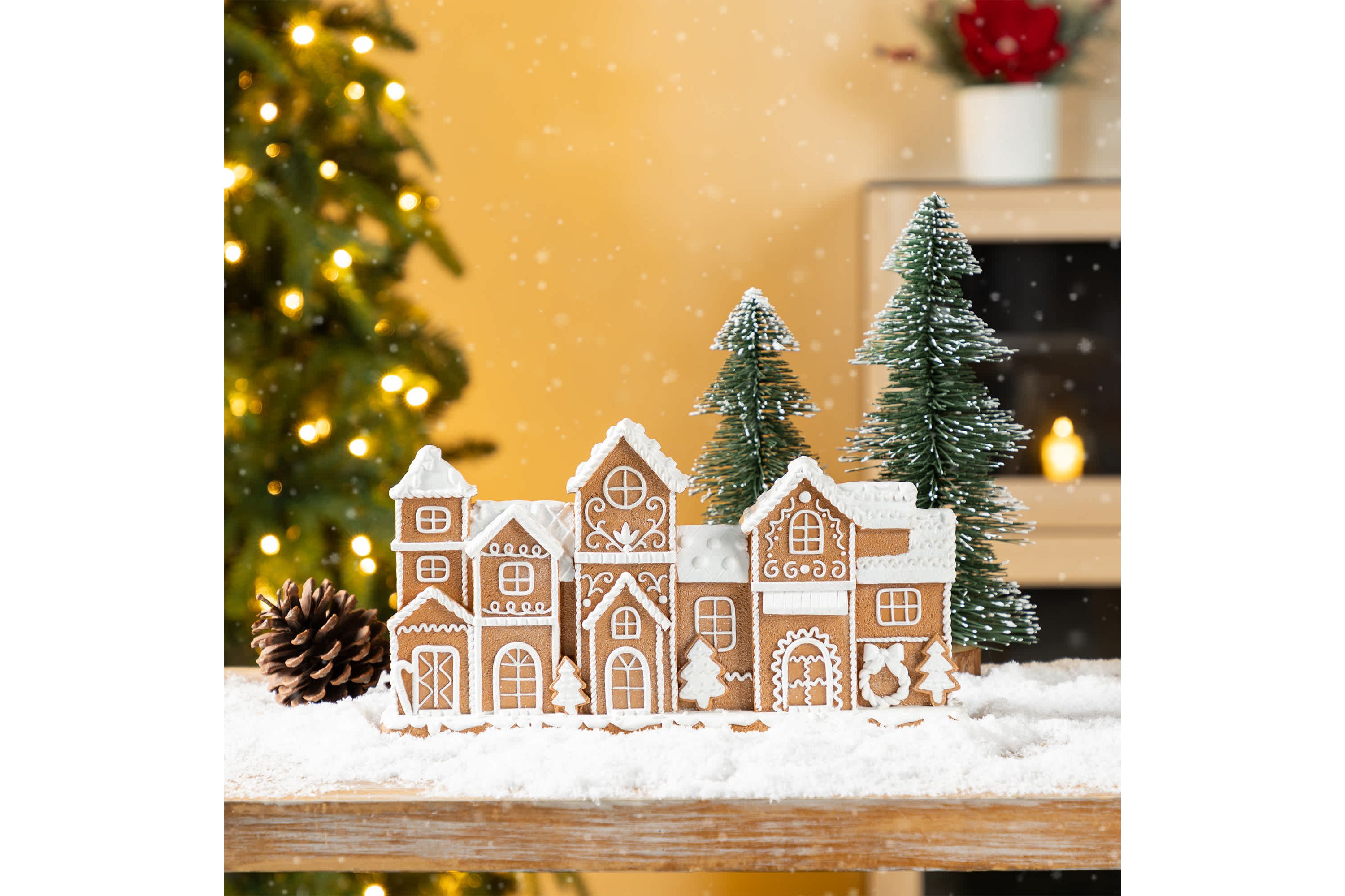 12.00"L Christmas Resin Gingerbread Townhouse Table Decor