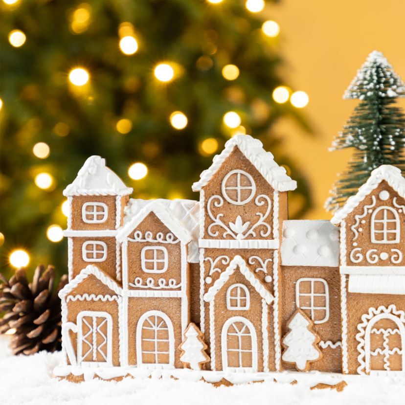 12.00"L Christmas Resin Gingerbread Townhouse Table Decor