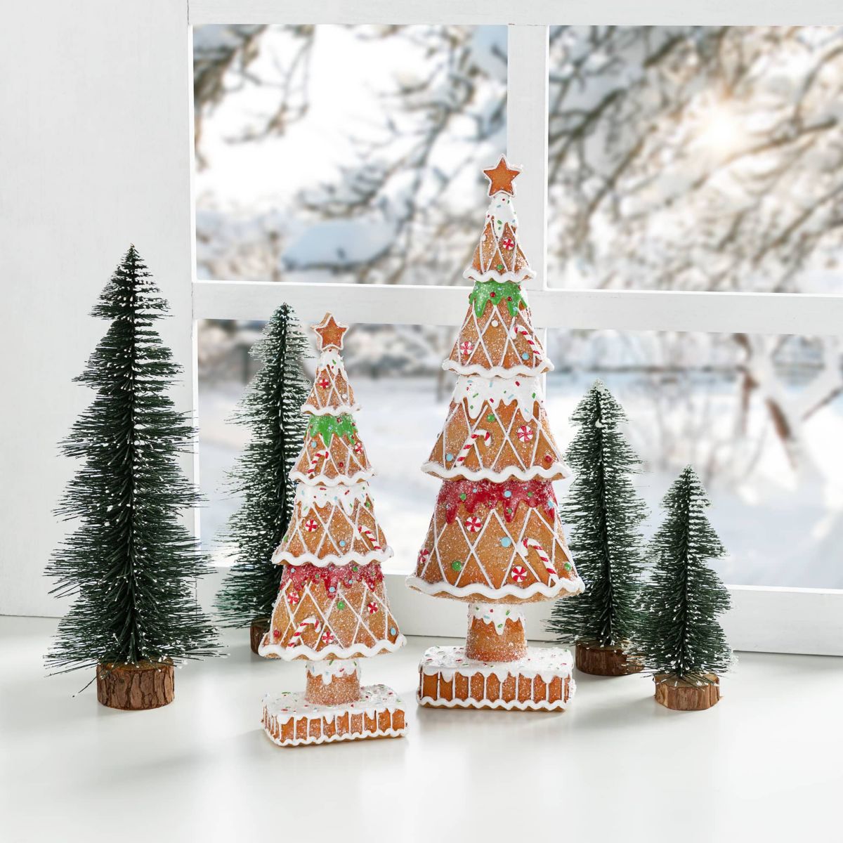 S/2 Resin Christmas Tree Table Decor