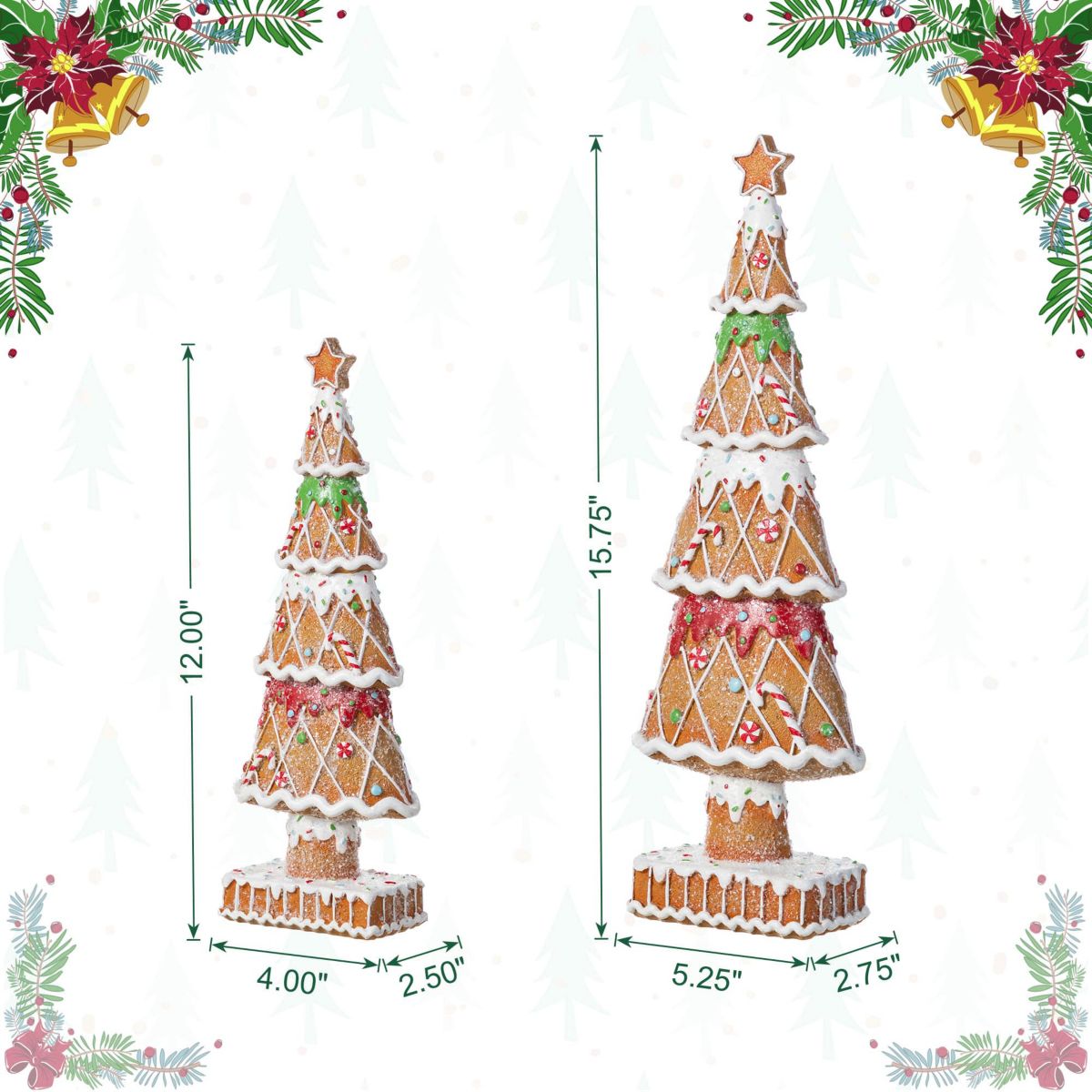 S/2 Resin Christmas Tree Table Decor