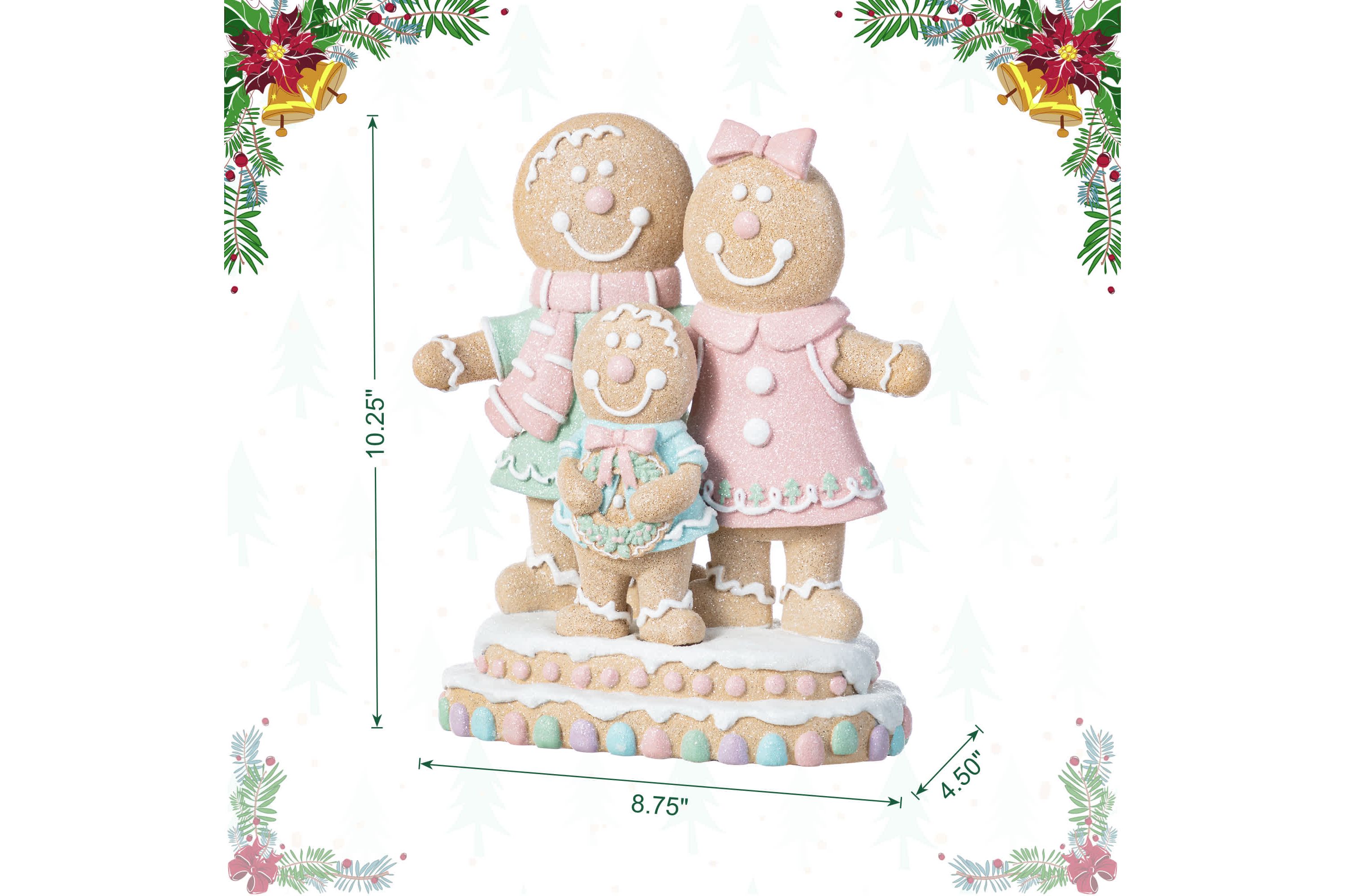 10.25"H Resin Christmas Gingerbread Man Family Table Decor