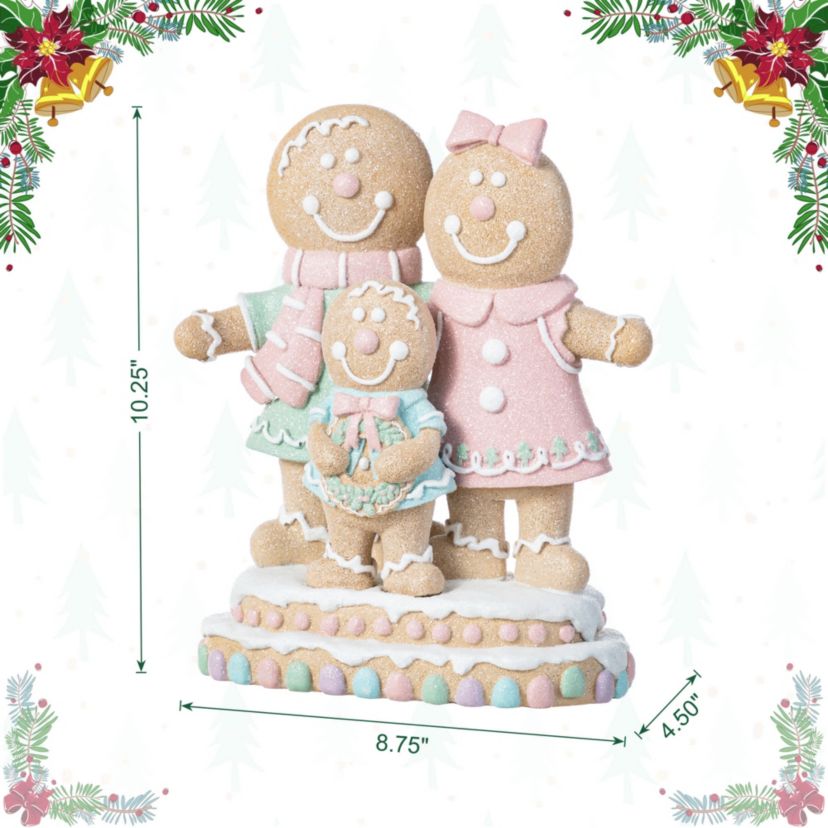 10.25"H Resin Christmas Gingerbread Man Family Table Decor