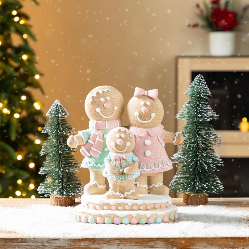 10.25"H Resin Christmas Gingerbread Man Family Table Decor