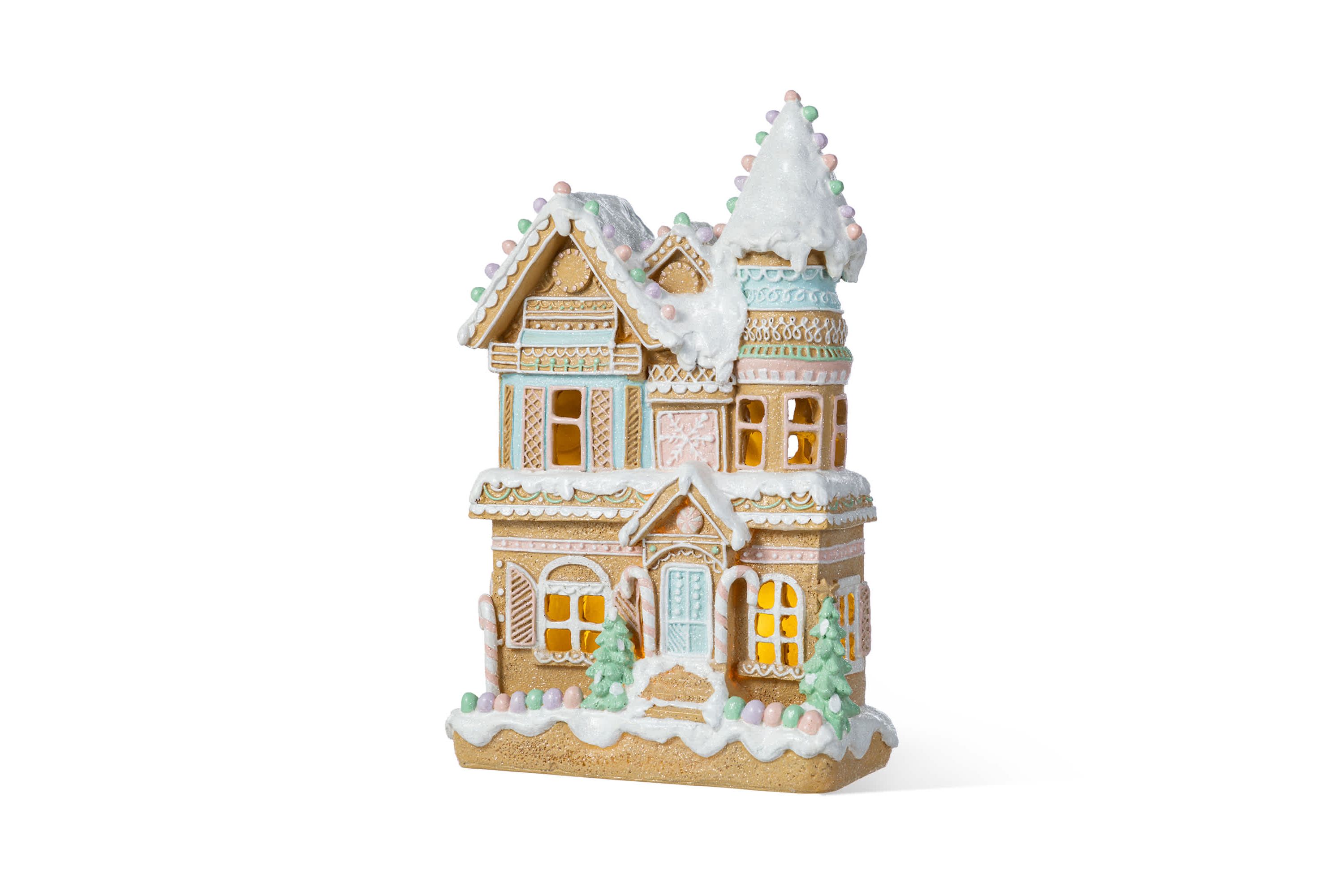 11.75"H Christmas Macaron Resin Village Table Decor