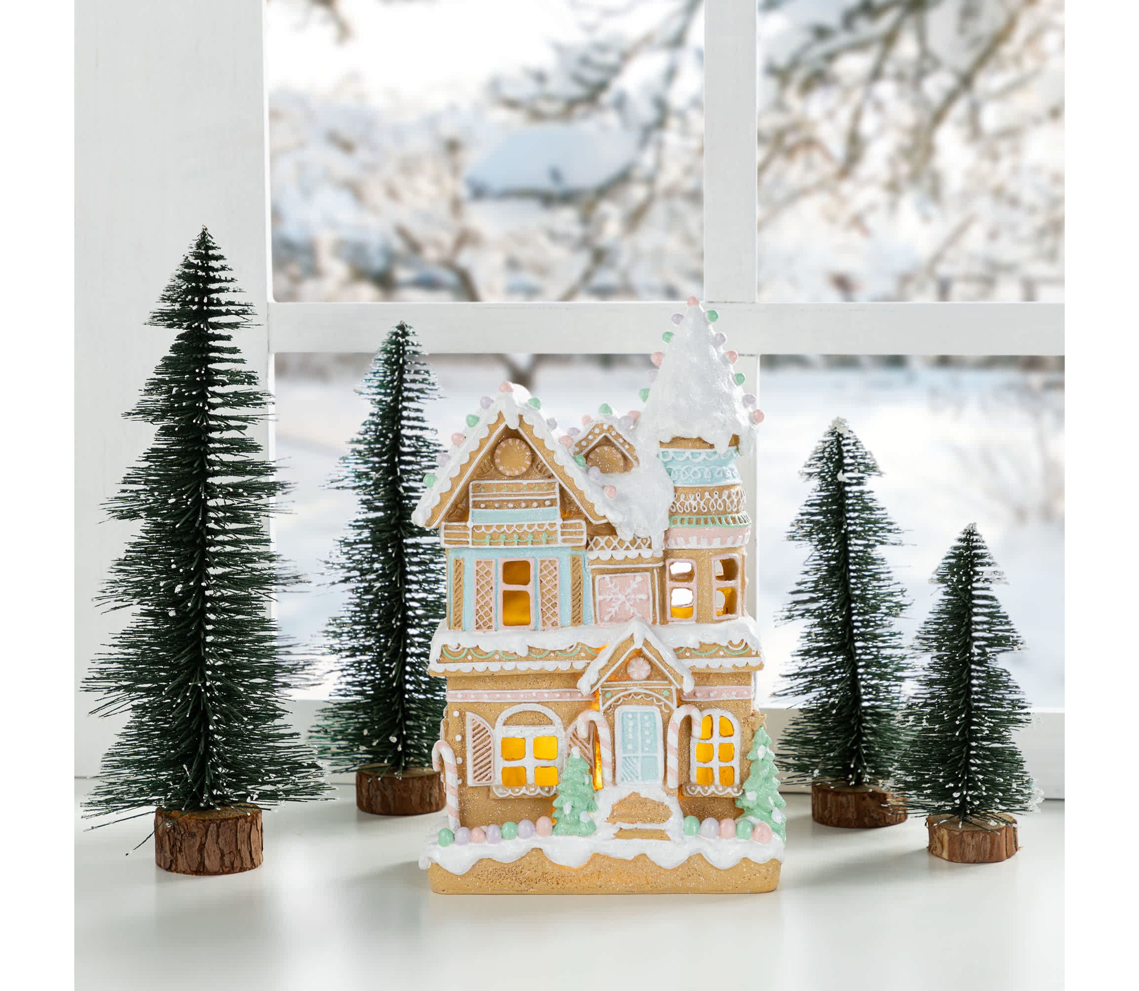 11.75"H Christmas Macaron Resin Village Table Decor