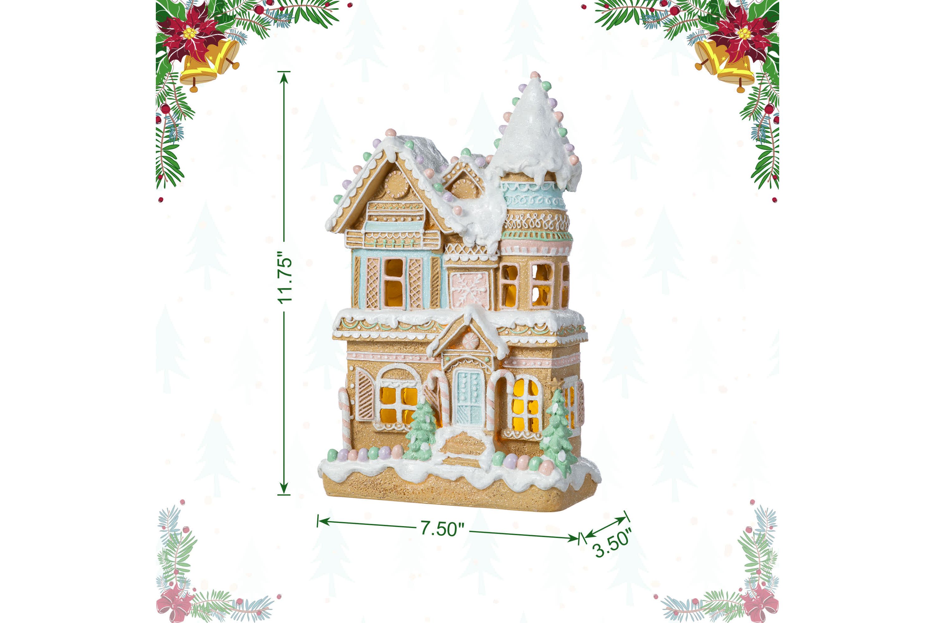 11.75"H Christmas Macaron Resin Village Table Decor
