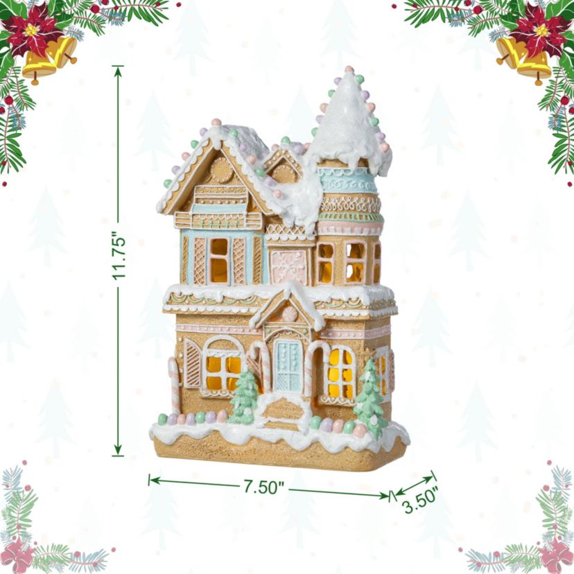 11.75"H Christmas Macaron Resin Village Table Decor