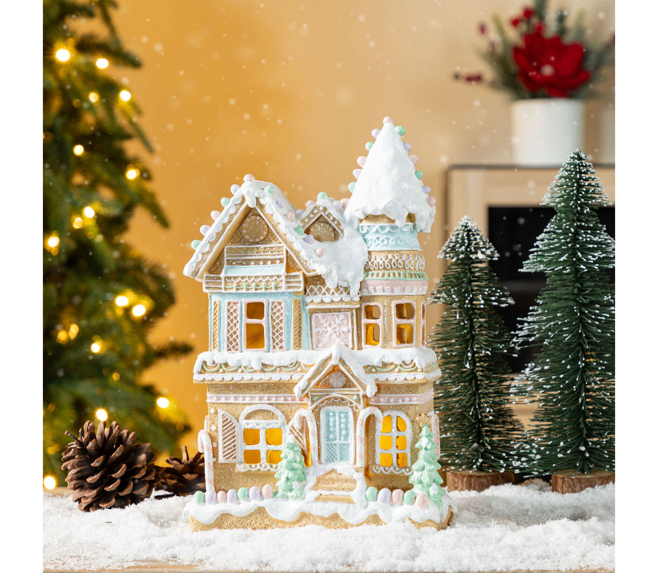 11.75"H Christmas Macaron Resin Village Table Decor