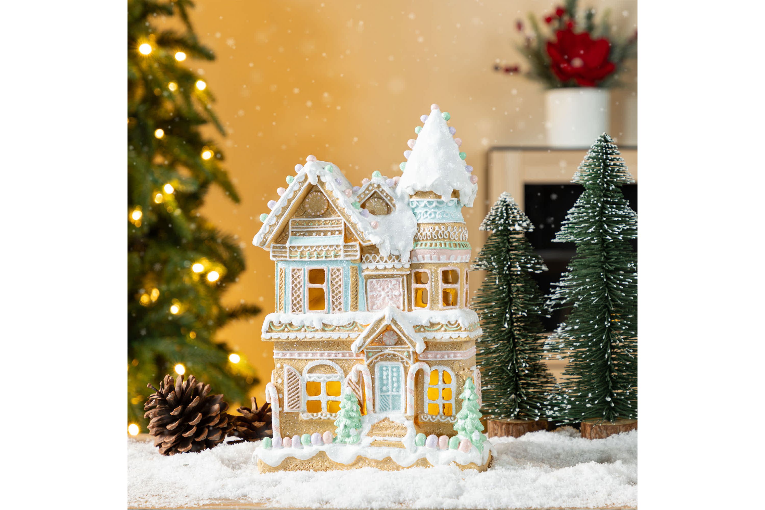 11.75"H Christmas Macaron Resin Village Table Decor