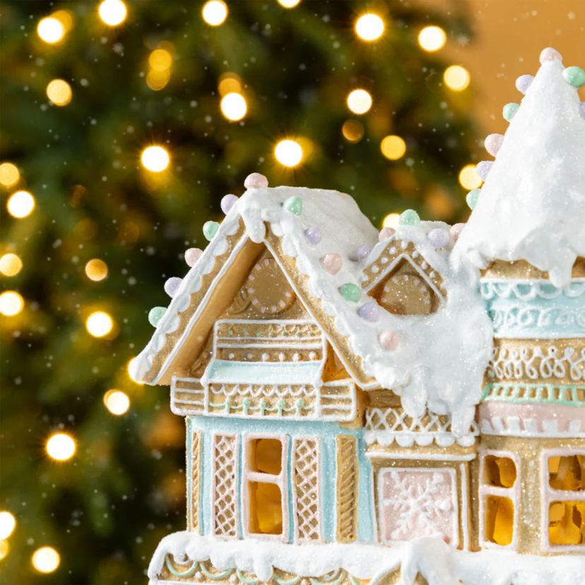 11.75"H Christmas Macaron Resin Village Table Decor
