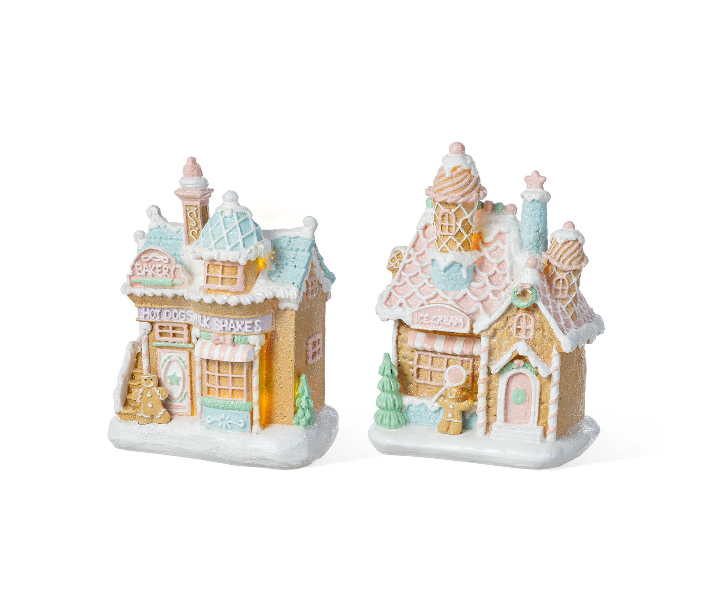 S/2 7"H Christmas Macaron Resin Village Table Decor