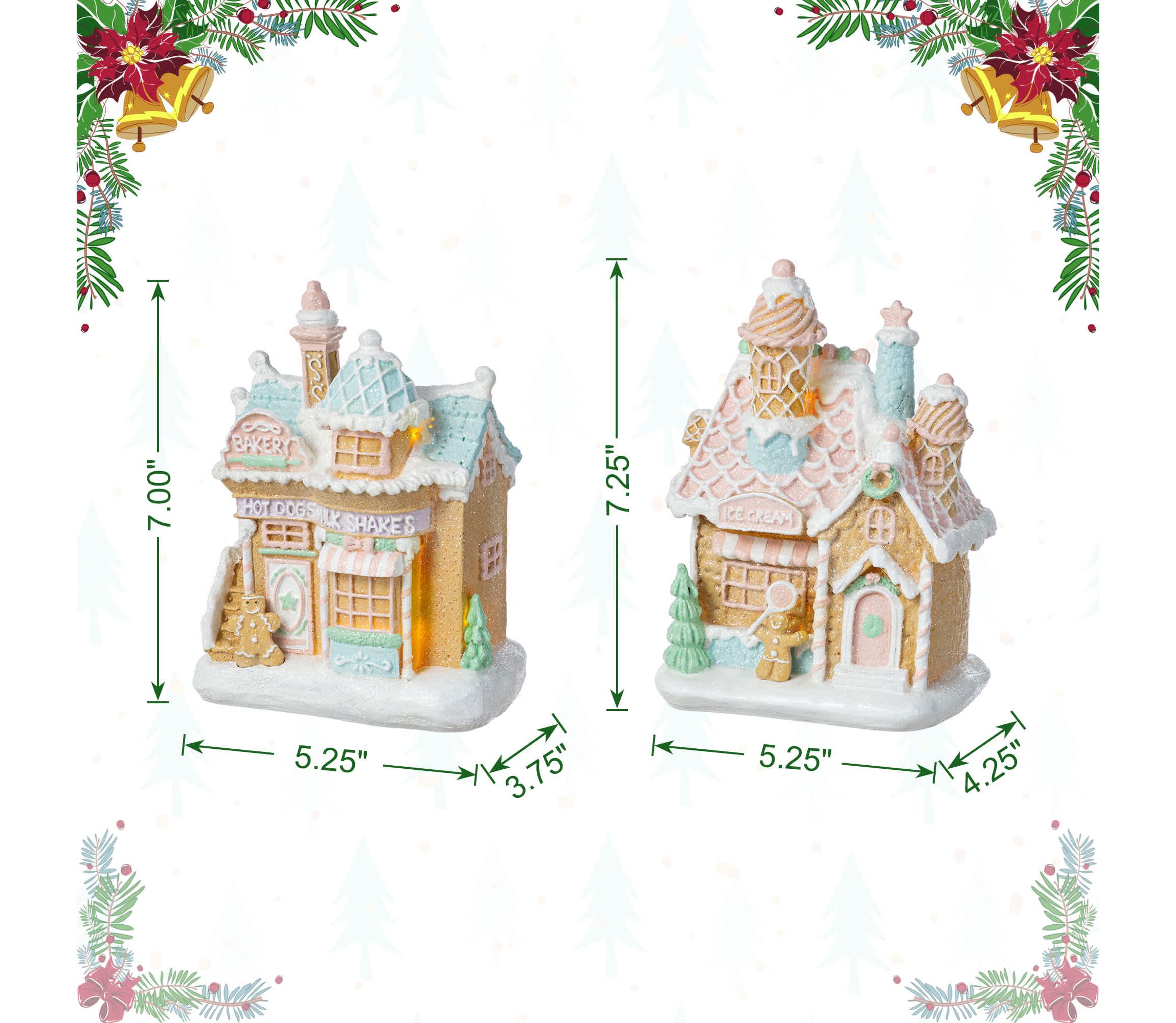 S/2 7"H Christmas Macaron Resin Village Table Decor
