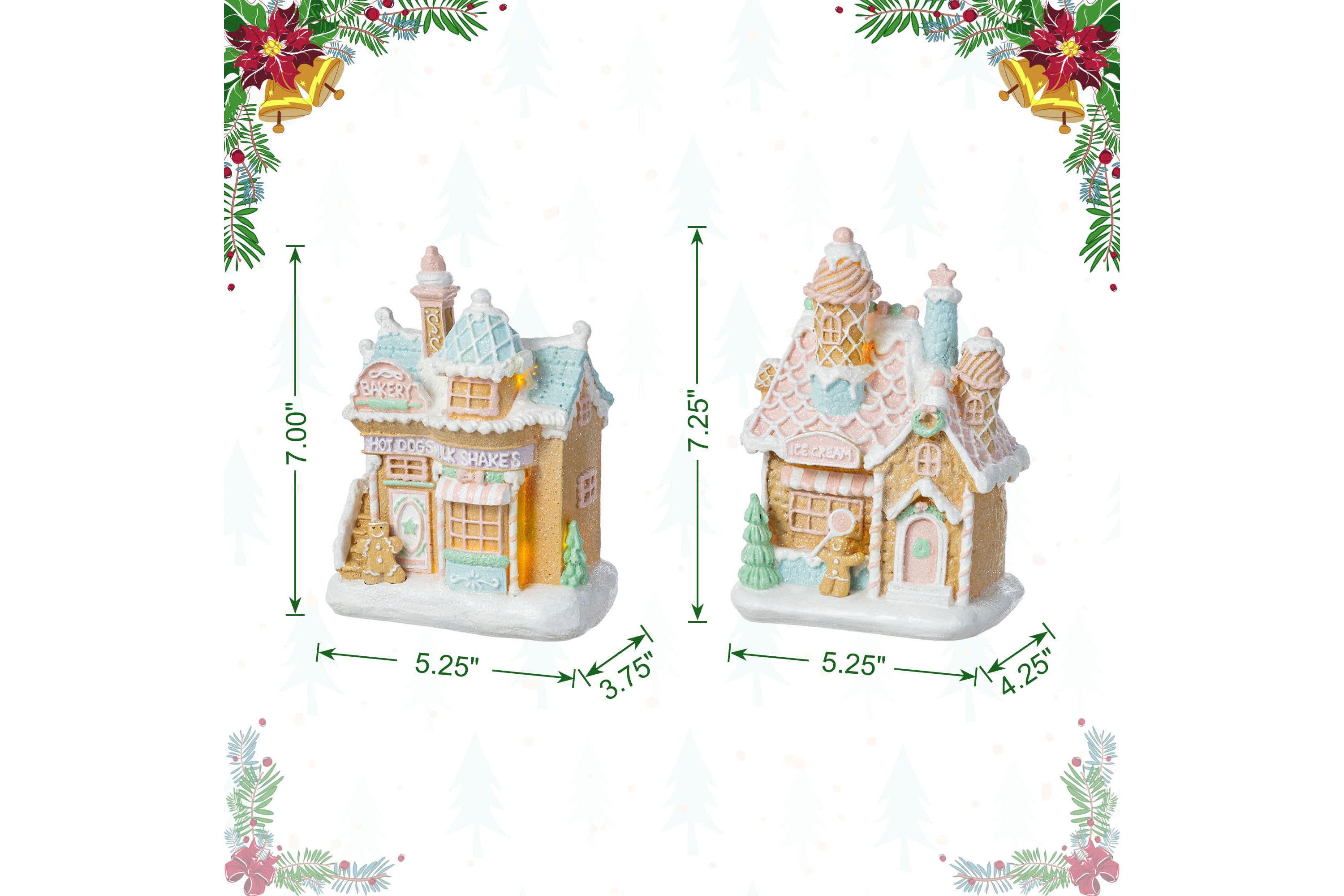 S/2 7"H Christmas Macaron Resin Village Table Decor