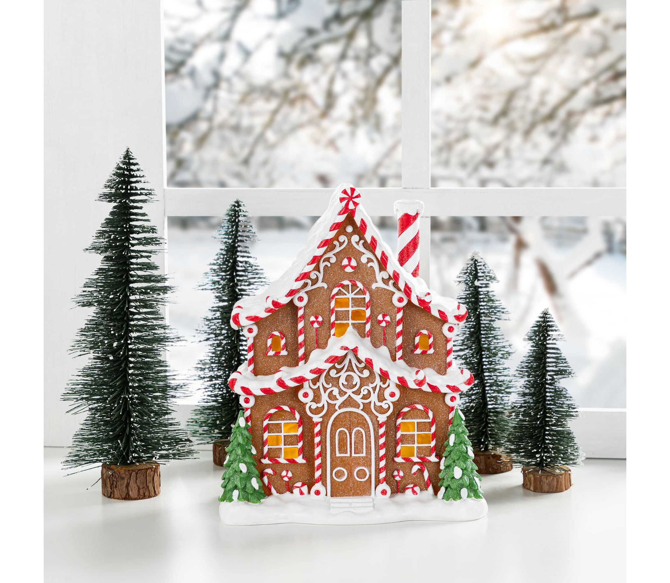 11.75"H Christmas Lighted Resin Village Table Decor