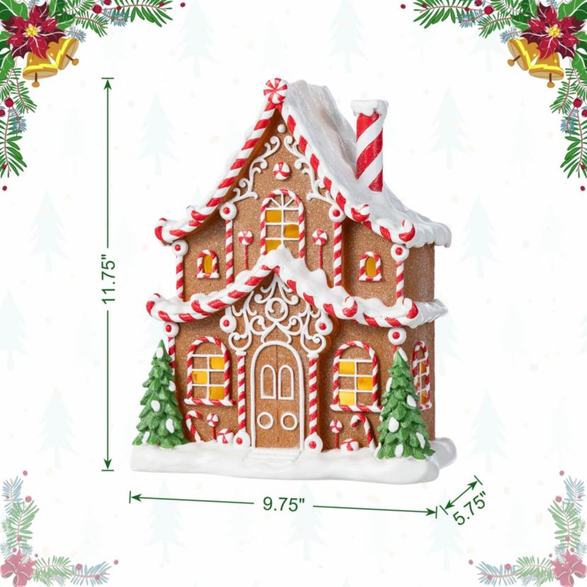 11.75"H Christmas Lighted Resin Village Table Decor