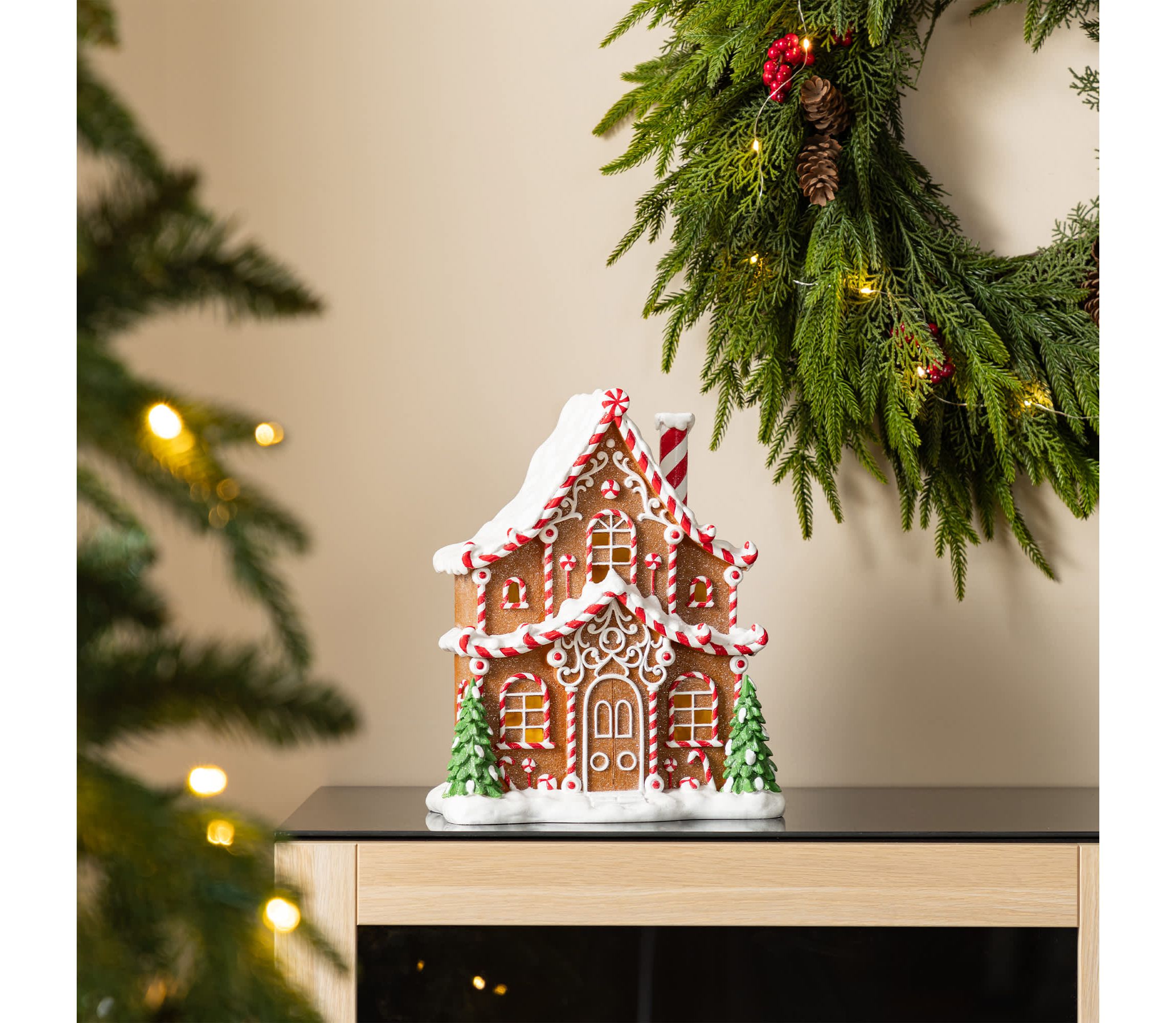 11.75"H Christmas Lighted Resin Village Table Decor