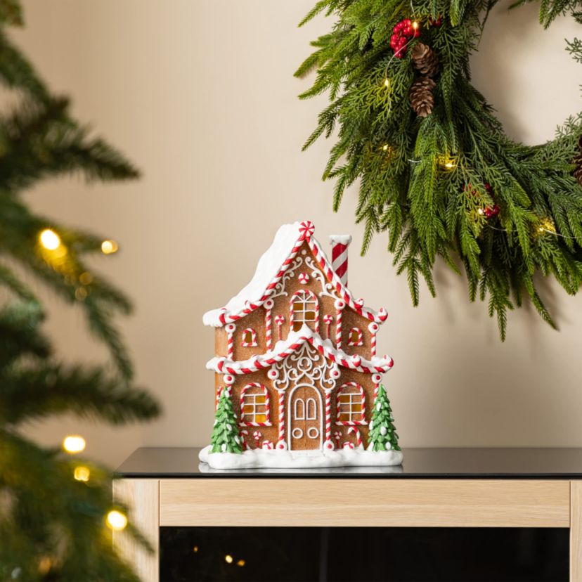 11.75"H Christmas Lighted Resin Village Table Decor
