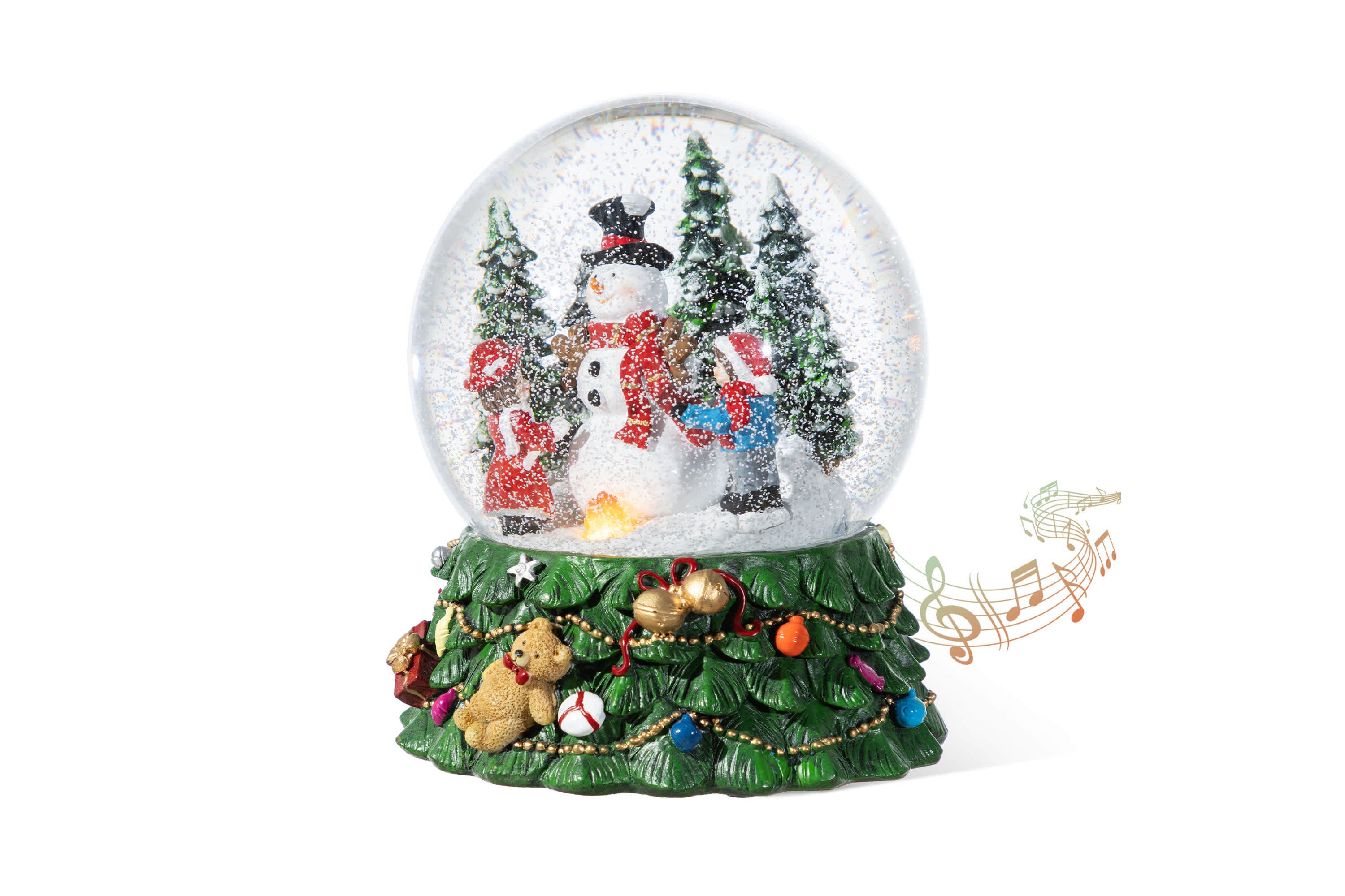 150mm Christmas Resin Lighted Musical  Snowflakes Snowman Waterglobe